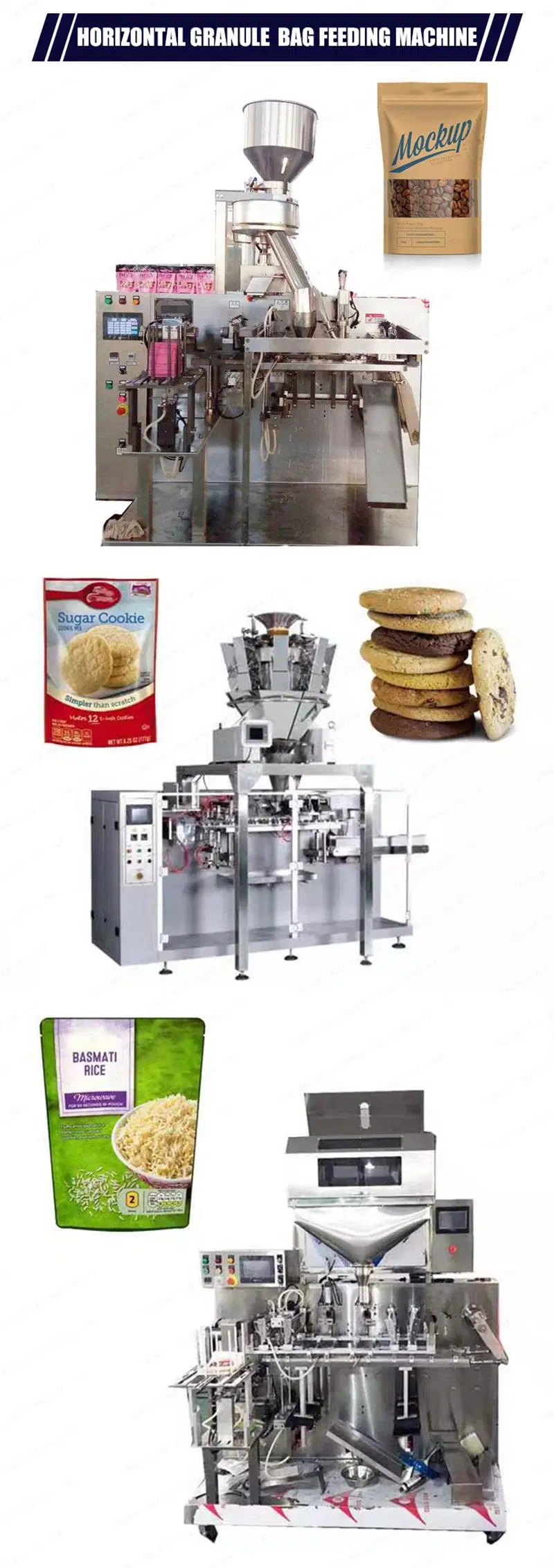 Big Capacity Automatic Granule Preformed Bag Packaging Machine for Standup Ziplock Pouch Gusset Bag